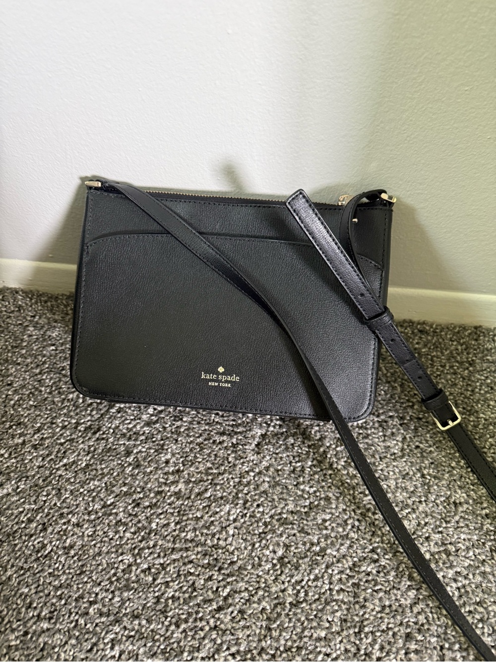kate spade Black Leather Double-Zip Crossbody